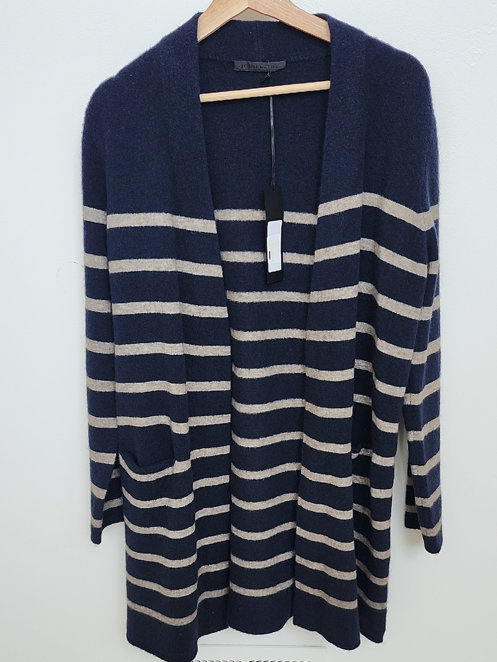 Jenni Kayne Navy & Oatmeal Yak Sweater Coat Cardigan Size S NWT